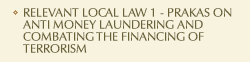 Relevant local law 1- Prakas on Anti Money Laundering and Combating the Financing of Terrorism